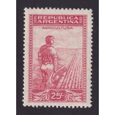 ARGENTINA 1935 GJ 756 ESTAMPILLA NUEVA CON GOMA PAPEL RAYADO COLOR BERMELLON U$ 20
